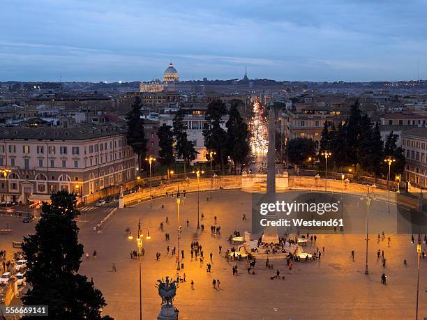 italy, rome, piazza del popolo, vatican in background - piazza del popolo rome stock pictures, royalty-free photos & images