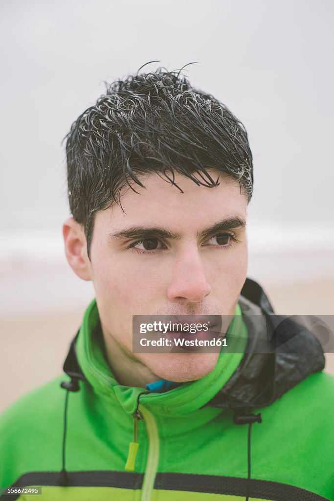 Portrait of a jogger with wet hair