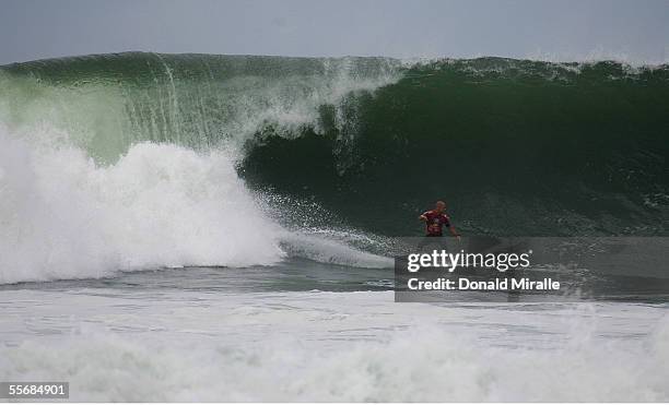 Jake Paterson rides an overhead wave during the 3rd Round of the Boost Mobile Pro, part of the Foster's ASP Men's World Surfing Tour on September 16,...