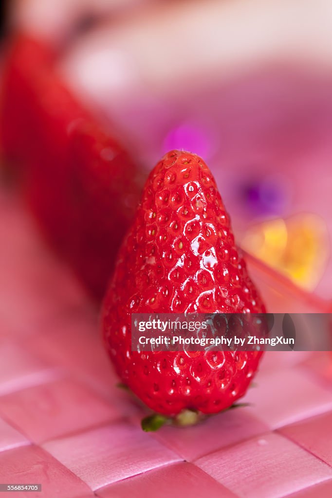 Close up view of Strawberry in a line