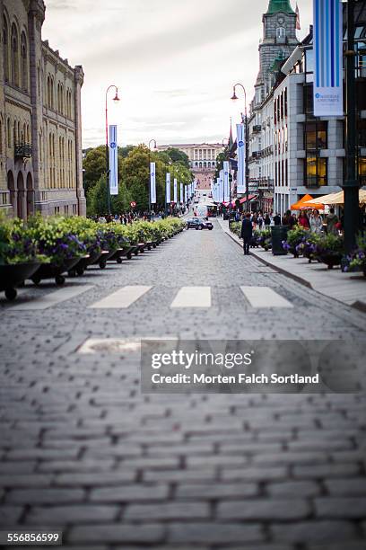 karl johans gate - akershus fortress stock pictures, royalty-free photos & images