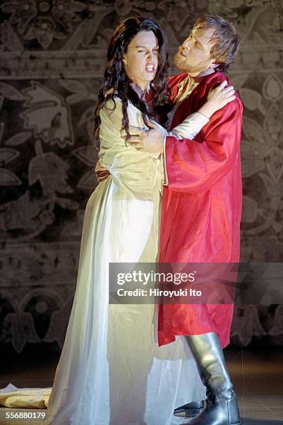 ''The Rape of Lucretia" at the Manhattan School of Music Opera Theater on Sunday night, April 15, 2001.This image:Jessie Hinkle and Brian Dore.