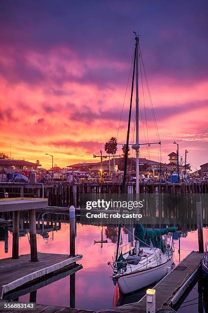 harbor in ventura at sunset - ventura stock pictures, royalty-free photos & images