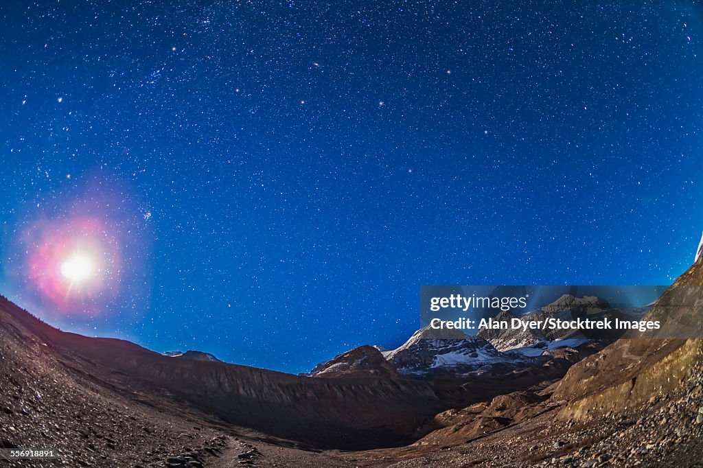 Constellations of Perseus, Andromeda nad Pegasus above the Columbia Icefields, Canada.