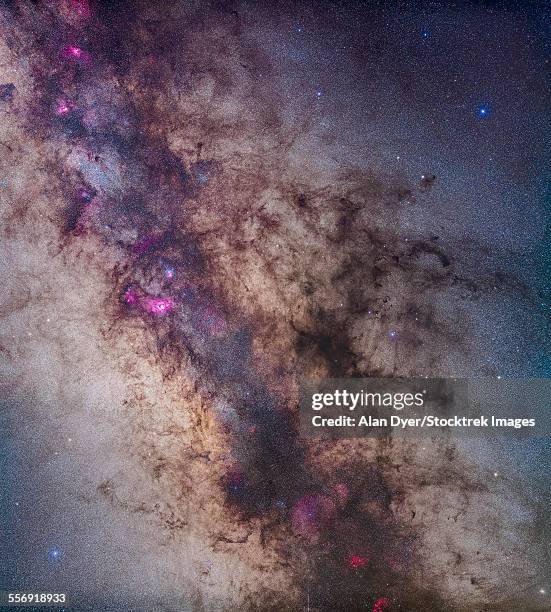 the center of the milky way in sagittarius and scorpius. - nebulosa del águila fotografías e imágenes de stock