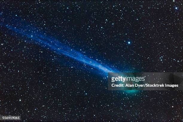 january 19, 2015 - a telescopic close-up of comet lovejoy (c/2014 q2). - comet nucleus stock pictures, royalty-free photos & images