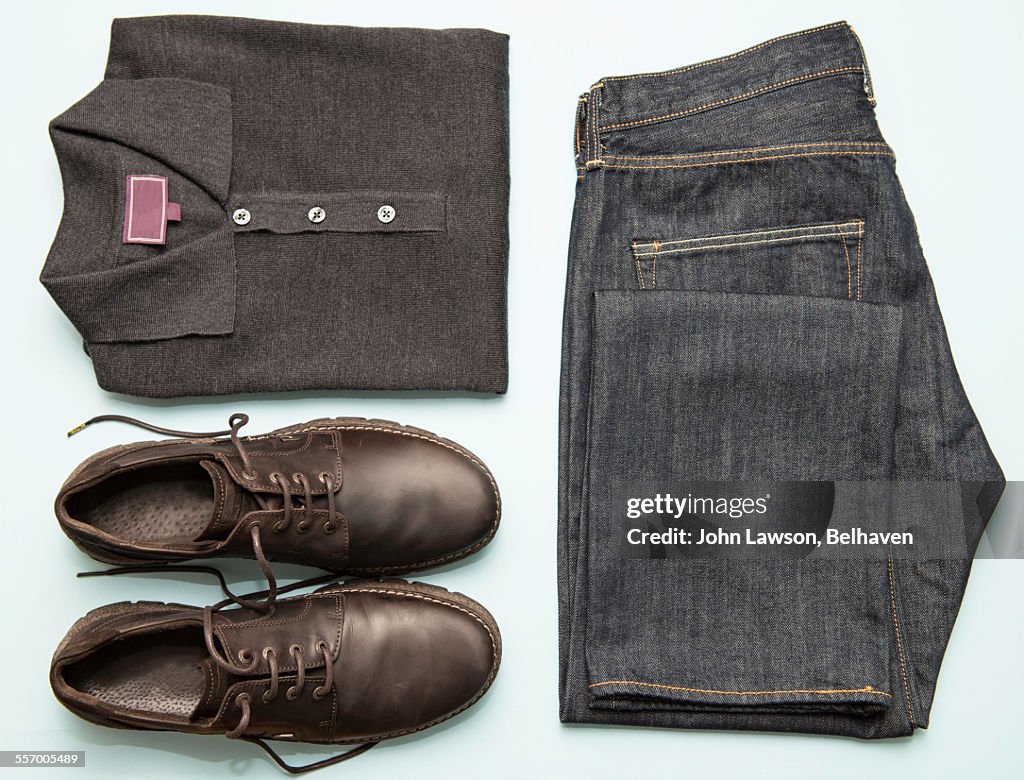 Mens' clothes neatly organised