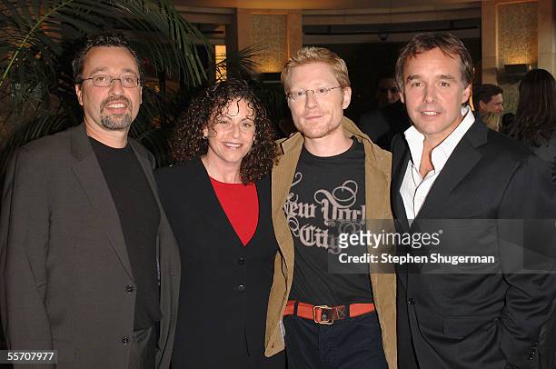 Rent" actors Michael Barnathan, Julie Larson, Anthony Rapp and director Chris Columbus attend the Dinner of Champions "Concert at the Kodak" at the...