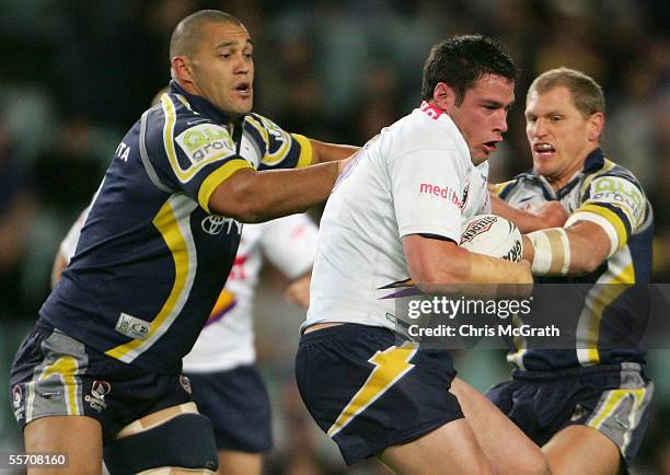 Brett White of the Storm in action during the NRL Semi Final between the Melbourne Storm and the North Queensland Cowboys at Aussie Stadium September...