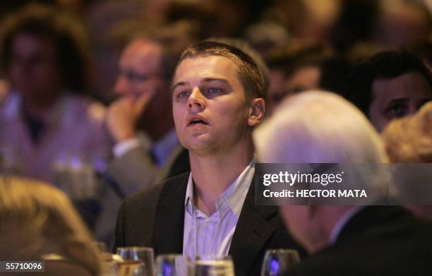 New York, UNITED STATES: US actor Leonardo Di Caprio attends a session on climate change at the Clinton Global Initiative forum in New York 17...