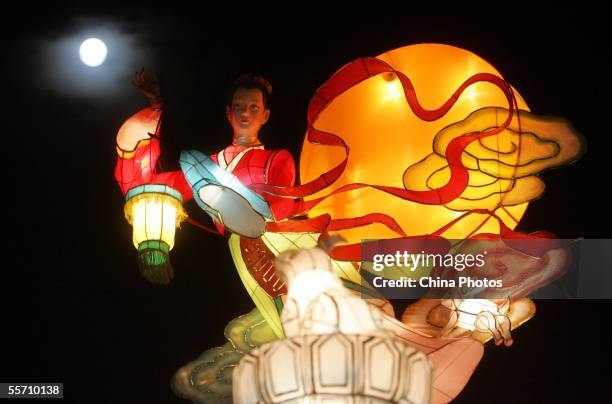 Light display featuring Chinese fairy Chang'e flying to the moon is seen at a park on September 17, 2005 in Guangzhou of Guangdong Province, China....