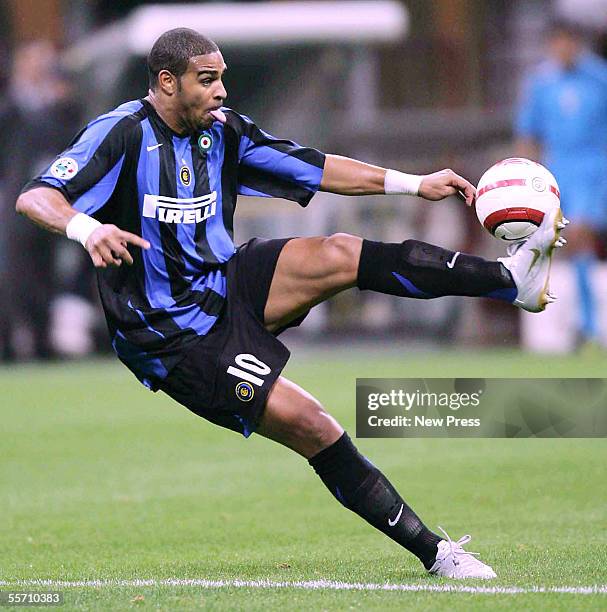 Adriano of Inter in action during the Serie A match between Internazionale and Lecce at the Giuseppe Meazza San Siro on September 17, 2005 in Milan,...