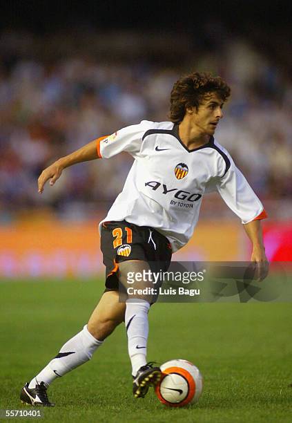 Carlos Aimar of Valencia in action during the La Liga match between Valencia and Deportivo at the Mestalla Stadium September 17, 2005 in Valencia,...