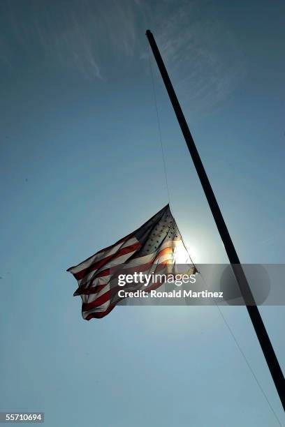 The American Flag waves before a game between the Mississippi State Bulldogs and the Tulane Green Wave on September 17, 2005 at Independence Stadium...