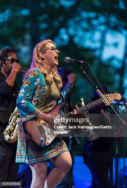 American musician Susan Tedeschi plays guitar as she performs with the Tedeschi Trucks Band on opening night of the 30th Anniversary season of...