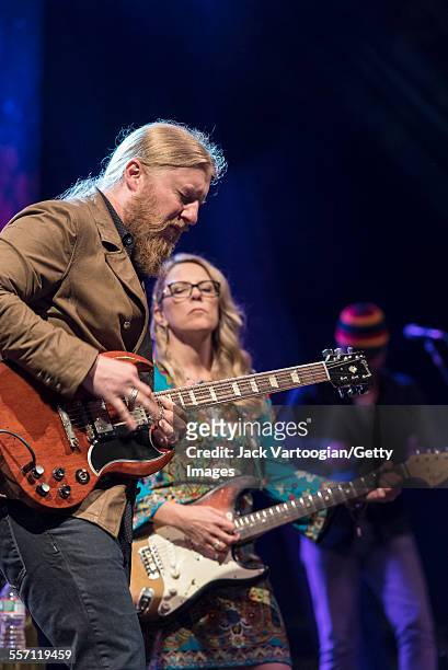 Married American musicians Derek Trucks and Susan Tedeschi perform with the Tedeschi Trucks Band on opening night of the 30th Anniversary season of...