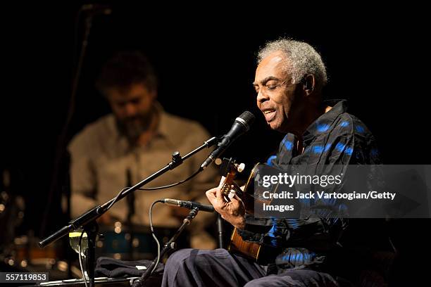 Brazilian musician, composer, and former Minister of Culture Gilberto Gil performs in his 'Gilbertos Samba' concert at Town Hall, New York, New York,...