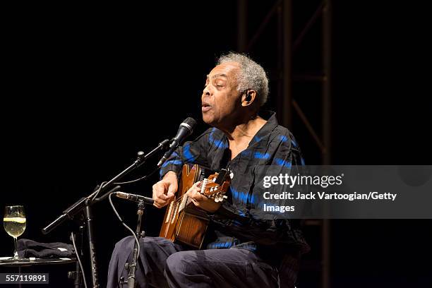 Brazilian musician, composer, and former Minister of Culture Gilberto Gil performs in his 'Gilbertos Samba' concert at Town Hall, New York, New York,...