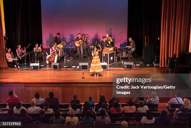 Indian-born, American musician Falu performs with her Bollywood Orchestra at the Jamaica Performing Arts Center in Queens, New York, New York, May 3,...