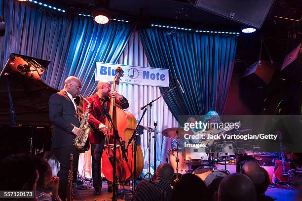 American Jazz drummer Roy Haynes leads his Fountain of Youth Band on his 90th birthday concert at the Blue Note nightclub, New York, New York, March...