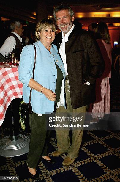 Paul Breitner poses for a photo with his wife Hildegard at the Arabella Sheraton Hotel on September 17, 2005 in Munich, Germany. German Bundesliga...