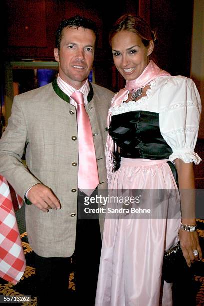 Lothar Matthaeus poses for a photo with his wife Marijana at the Arabella Sheraton Hotel on September 17, 2005 in Munich, Germany. German Bundesliga...