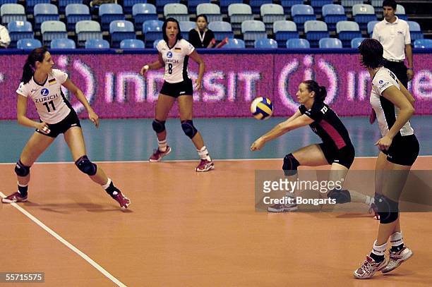 Tzscherlich Kerstin saves the point during the Woman's Volleyball European championships 2005 match between Poland and Germany on September 18, 2005...