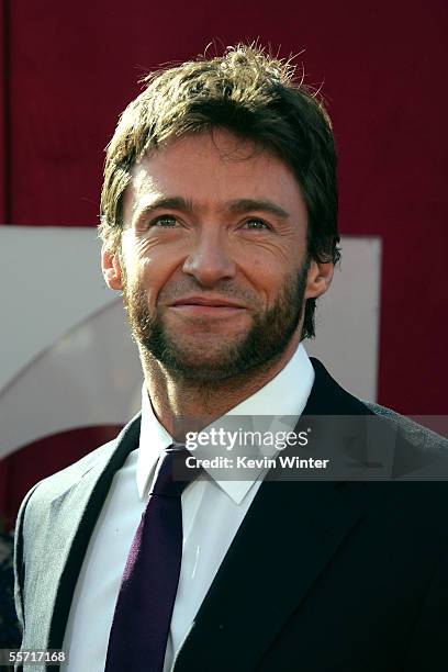 Actor Hugh Jackman, Individual Performance nominee for CBS' "58th Annual Tony Awards" arrives at the 57th Annual Emmy Awards held at the Shrine...