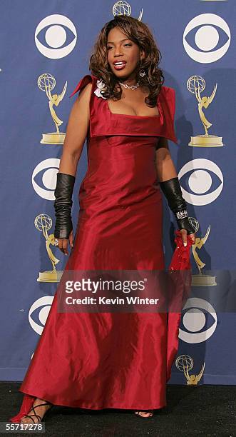 Singer Macy Gray poses in the press room at the 57th Annual Emmy Awards held at the Shrine Auditorium on September 18, 2005 in Los Angeles,...
