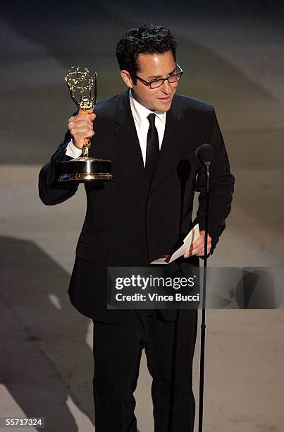 Director J. J. Abrams accepts his award for Outstanding Directing for a Drama Series for "Lost" onstage at the 57th Annual Emmy Awards held at the...