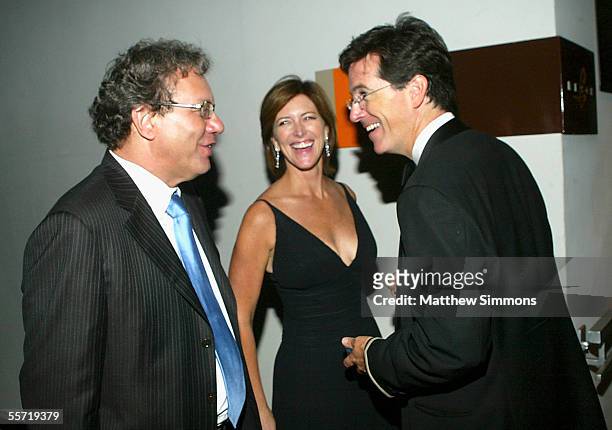 Comedian Lewis Black, Evie Colbert and Stephen Colbert arrive to Comedy Central's Emmy after party at Meson on September 18, 2005 in Hollywood,...