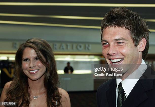 Ben Cousins of the West Coast Eagles and partner Samantha Druce attend the 2005 Brownlow Medal Dinner held at Burswood Resort Grand Ballroom...