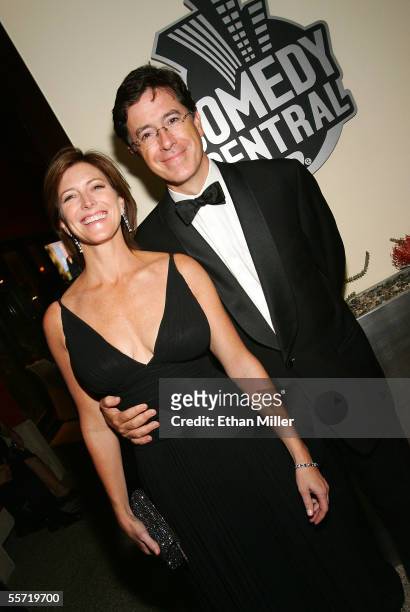 The Daily Show with Jon Stewart" correspondent Stephen Colbert and his wife Evelyn McGee-Colbert attend the Comedy Central Emmy after party held at...