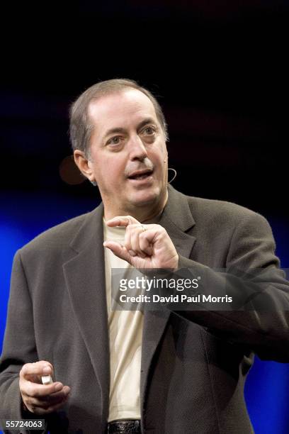 Paul Otellini, President and CEO of Intel, delivers a keynote speech at the Oracle Open World 2005 conference at the Moscone Center on September 19,...