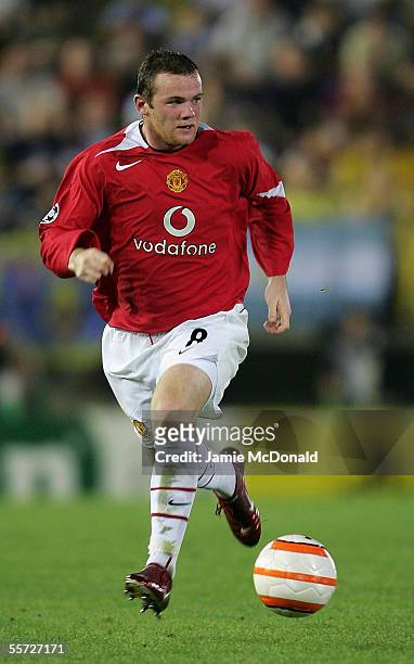 Wayne Rooney of Manchester United in action during the UEFA Champions League, Group D match between Villarreal and Manchester United at the Campo...