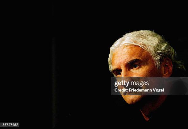 Coach Rudi Voller attends the press conference of Bayer Leverkusen at the BayArena on September 20, 2005 in Leverkusen, Germany. Bayer Leverkusen...