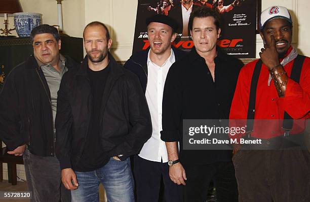 Actors Vincent Pastore, Jason Statham, director Guy Ritchie, actors Ray Liotta and Andre "Andre 3000" Benjamin attend the press conference for...