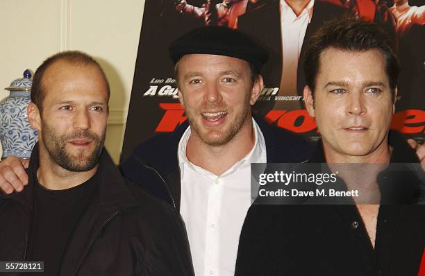 Actor Jason Statham, director Guy Ritchie and actor Ray Liotta attend the press conference for "Revolver" ahead of this evening's UK Premiere, at the...