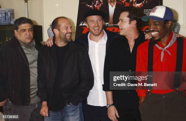 Actors Vincent Pastore, Jason Statham, director Guy Ritchie, actors Ray Liotta and Andre "Andre 3000" Benjamin attend the press conference for...