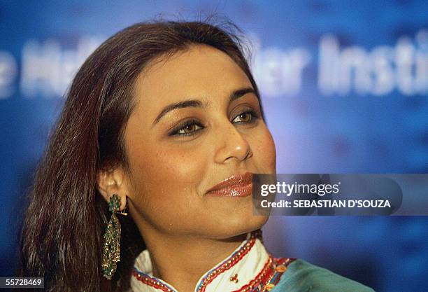 Indian actress Rani Mukherji smiles at the announcement of 'Inflight Safety Instruction Manual in Braille' in Mumbai, 20 September 2005. The 72 page...