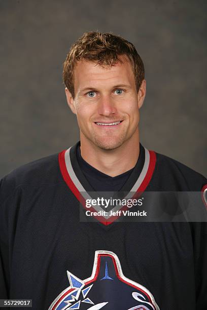 Markus Naslund of the Vancouver Canucks poses for a portrait at GM Place on September 10,2005 in Vancouver,Canada.