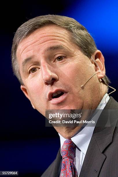 Mark Hurd President and CEO of Hewlett Packard delivers a keynote speech at the Oracle Open World 2005 conference at the Moscone Center on September...