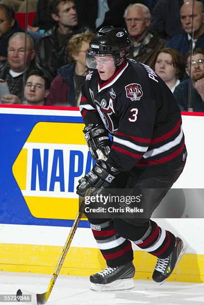 Canadian professional hockey player Dion Phaneuf on the ice for the Red Deer Rebels during a game against the Vancouver Giants at Pacific Coliseum,...