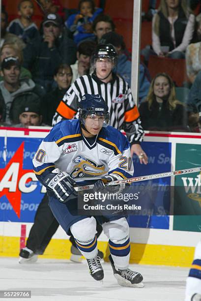 Canadian professional hockey player Wacey Rabbit of the Saskatoon Blades on the ice against the Vancouver Giants at Pacific Coliseum, Vancouver,...