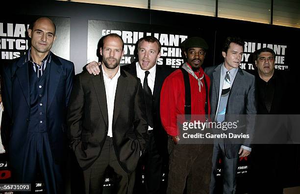 Actors Mark Strong, Jason Statham, director Guy Ritchie, actors Andre "Andre 3000" Benjamin, Ray Liotta and Vincent Pastore pose at the UK premiere...