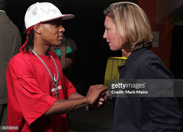 Actor Bow Wow and President of Fox 2000 Elizabeth Gabler attend the after party to the premiere of Fox Searchlight's film "Roll Bounce" at The Bridge...