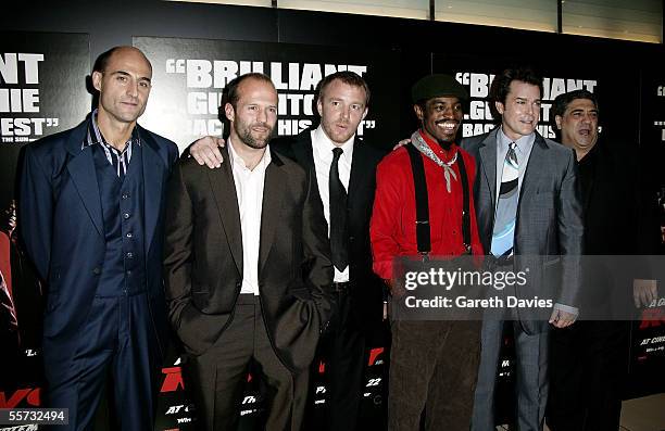 Actors Mark Strong, Jason Statham, director Guy Ritchie, actors Andre "Andre 3000" Benjamin, Ray Liotta and Vincent Pastore arrive at the UK Premiere...
