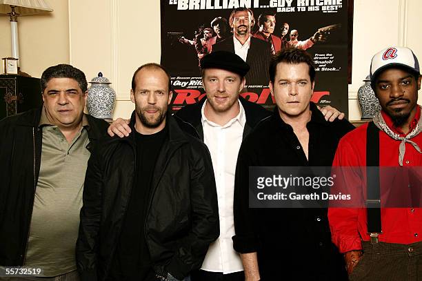 Actors Vincent Pastore and Jason Statham, director Guy Ritchie, actors Ray Liotta and Andre 'Andre 3000' Benjamin attend the Press Conference for...
