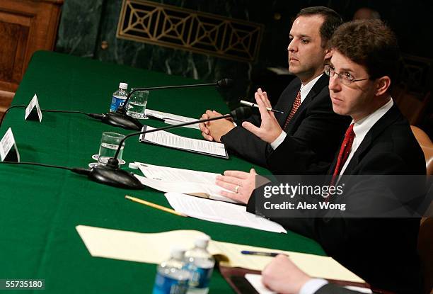 Attorney Mark Zaid speaks as Erik Kleinsmith , former Army Major and Chief of Intelligence of the Land Information Warfare Analysis , listens during...