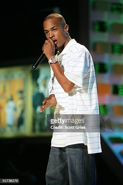 Rapper T.I. Rehearses for the VH1 Hip Hop Honors at the Hammerstein Ballroom September 21, 2005 in New York City.